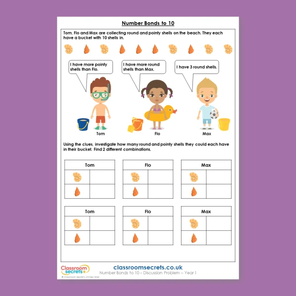 Year 1 Number Bonds to 10 Addition and Subtraction within 10 Deeper Reasoning Discussion Problem