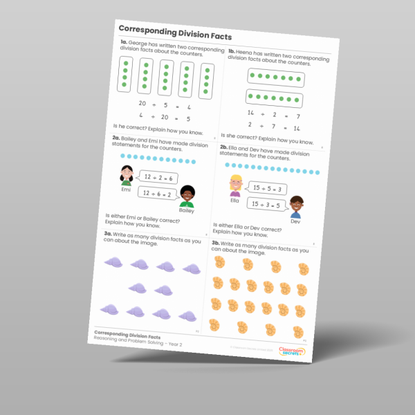 Year 2 Corresponding Division Facts Reasoning And Problem Solving ...