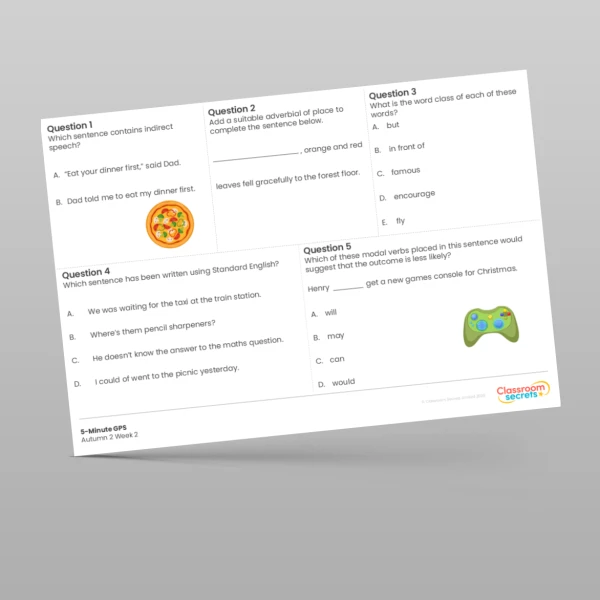 An image of the 5-Minute GPS Autumn 2 Week 2 Resource