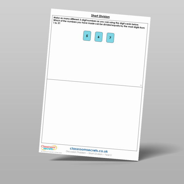 Year 5 Short Division Discussion Problem Resource | Classroom Secrets