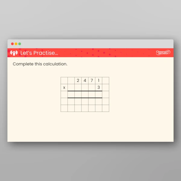 An image of the Free Multiply up to a 4-Digit Number by a 1-Digit Number TPP Resource