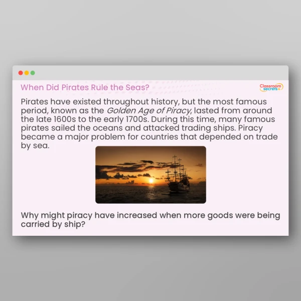 An image of the The History of Pirates Teaching PPT Resource