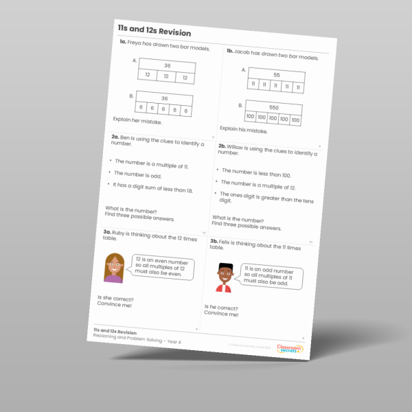 Year 4 11s And 12s Revision Reasoning And Problem Solving Resource ...