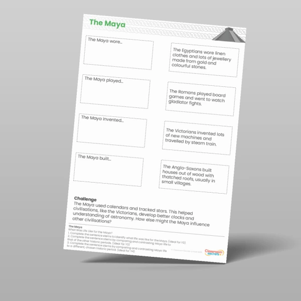 An image of the The Maya What Was Life Like for the Maya? Worksheet Resource