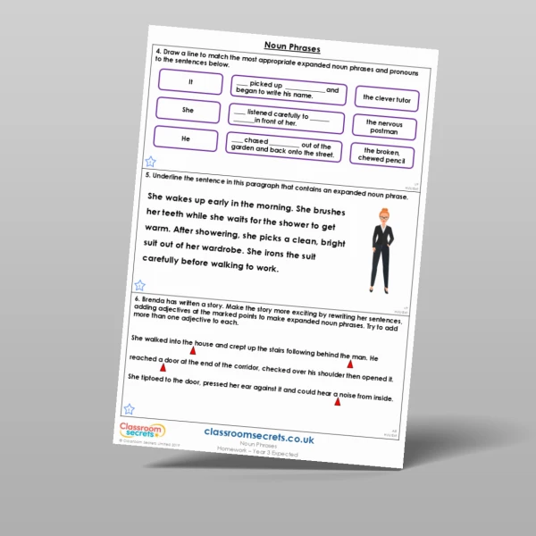 An image of the Noun Phrases Homework Resource