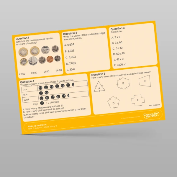 An image of the Autumn 1 Week 5 Wake Up and Work Resource