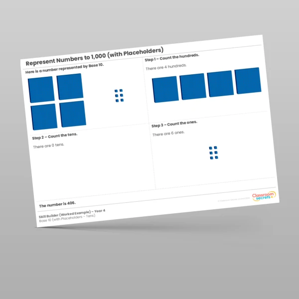 An image of the Represent Numbers to 1,000 Base 10 (with Placeholders - Tens) Skill Builder Resource