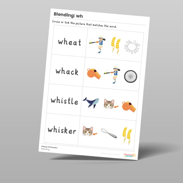 An image of the Phonics Blending Activities: wh Resource