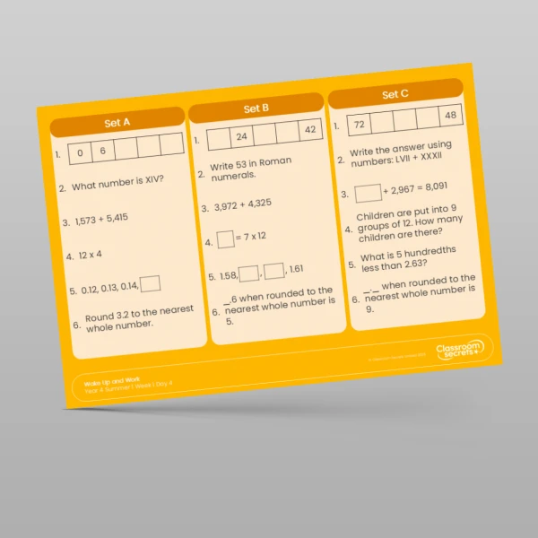 An image of the Summer 1 Week 1 Wake Up and Work Resource