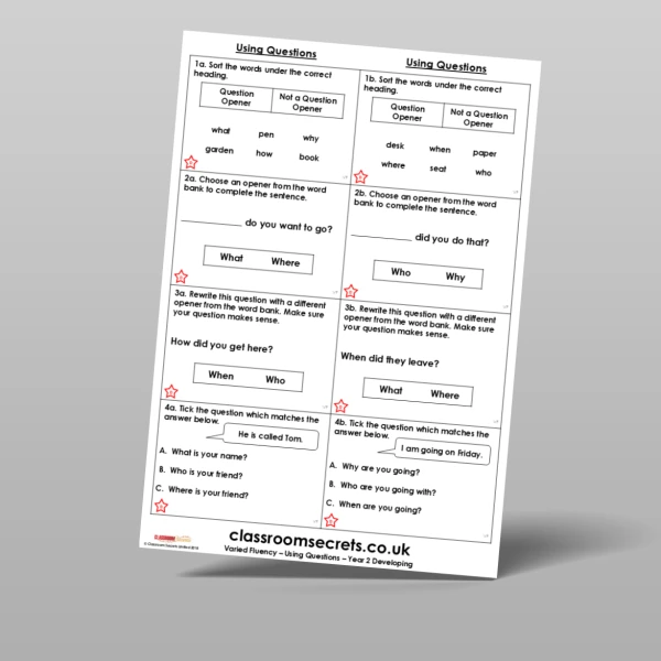 An image of the Using Questions Varied Fluency Resource