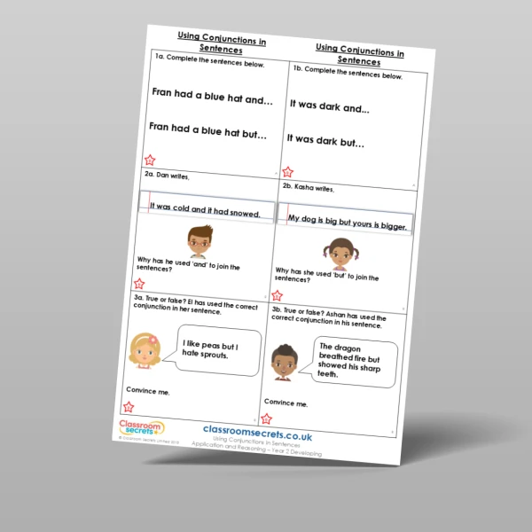 An image of the Using Conjunctions in Sentences Application and Reasoning Resource
