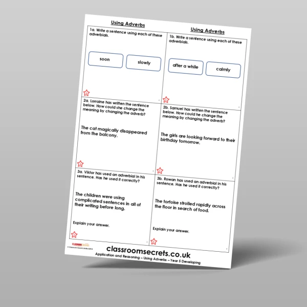 An image of the Using Adverbs Application and Reasoning Resource