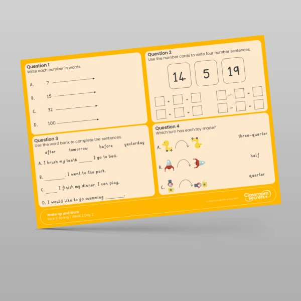 An image of the Spring 1 Week 2 Wake Up and Work Resource