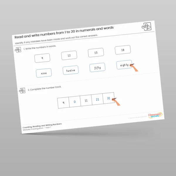 An image of the Counting, Reading and Writing Numbers Mistake Investigators Resource