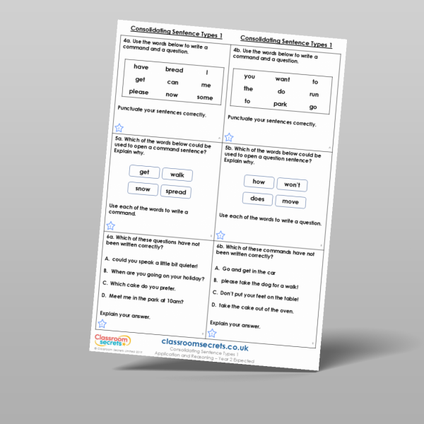 Year 2 Consolidation Of Sentence Types 1 Application And Reasoning ...