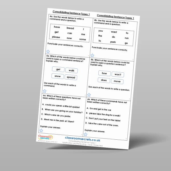 An image of the Consolidating Sentence Types 1 Application and Reasoning Resource
