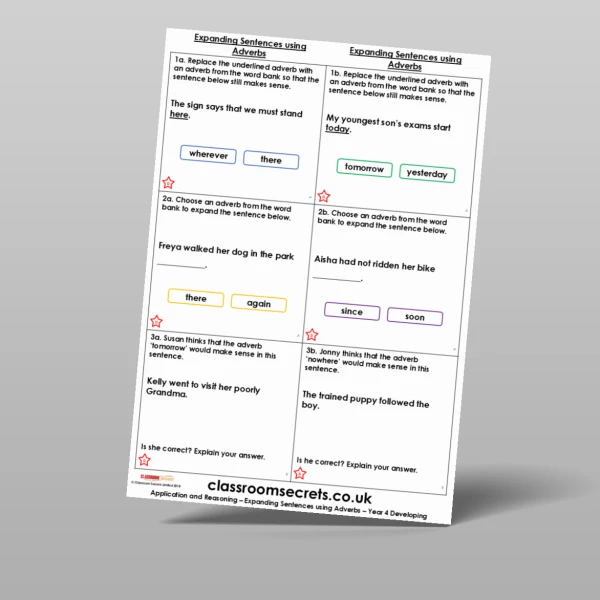 An image of the Expanding Sentences using Adverbs Application and Reasoning Resource