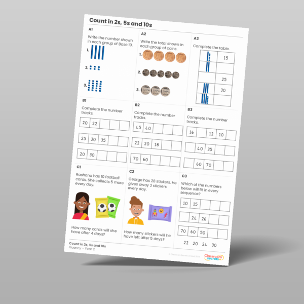 Year 2 Count In 2s 5s And 10s Fluency Matrix Resource | Classroom Secrets