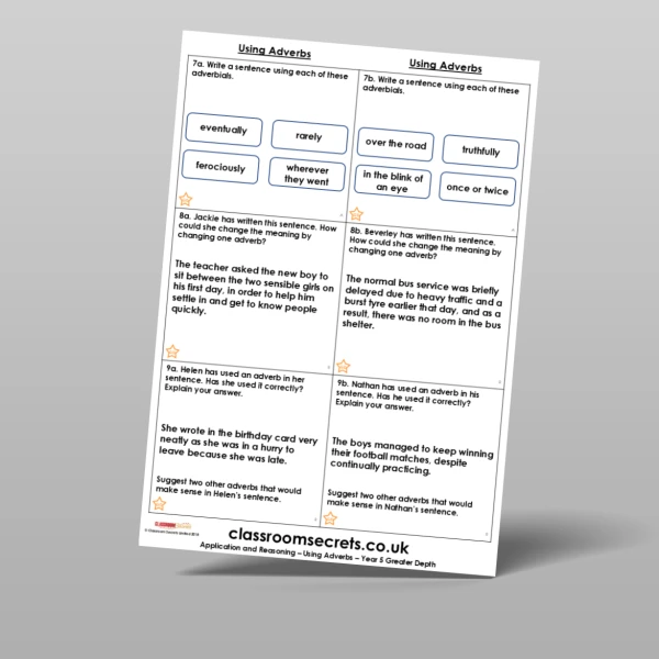An image of the Using Adverbs Application and Reasoning Resource