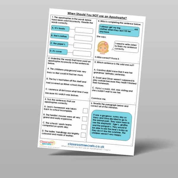 An image of the When Should You NOT use an Apostrophe? Mixed Activity Resource