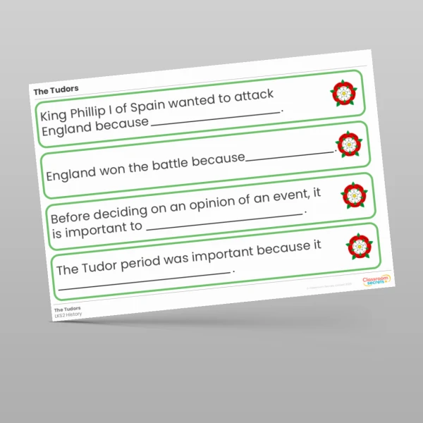 An image of the The Tudors Stem Sentences Resource