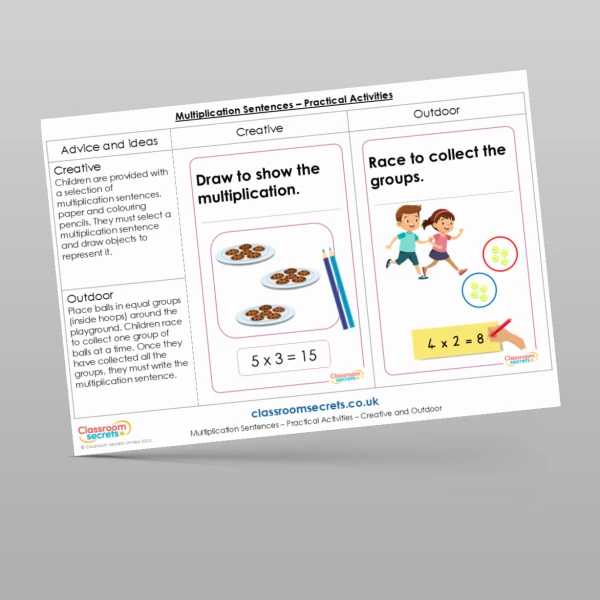 An image of the Multiplication Sentences Practical Activities Resource