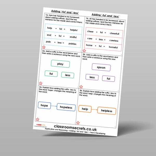 An image of the Adding '-ful' and '-less' Application and Reasoning Resource
