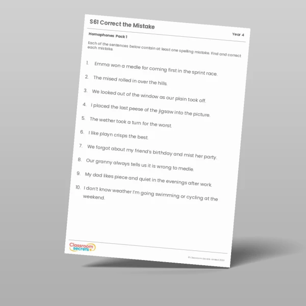 An image of the Homophones Resource Pack 1 Resource