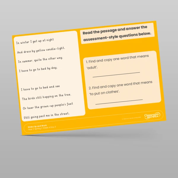 An image of the Spring 2 Week 4 Wake Up and Work Resource