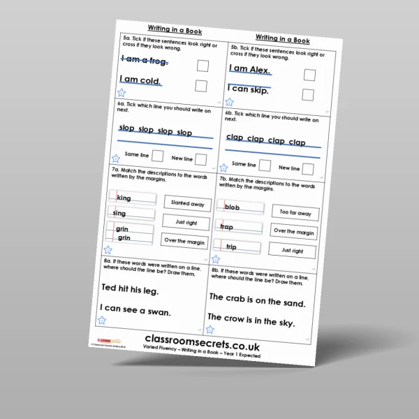 An image of the Writing in a Book Varied Fluency Resource
