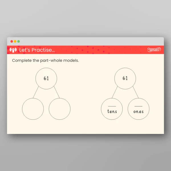 An image of the Partition Tens and Ones within 100 Teaching PPT Resource
