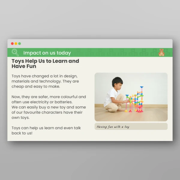 An image of the Lesson 1: What Are Toys Like Today? PPT Resource