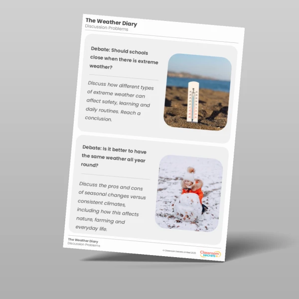 An image of the The Weather Diary Geography Discussion Problems Resource