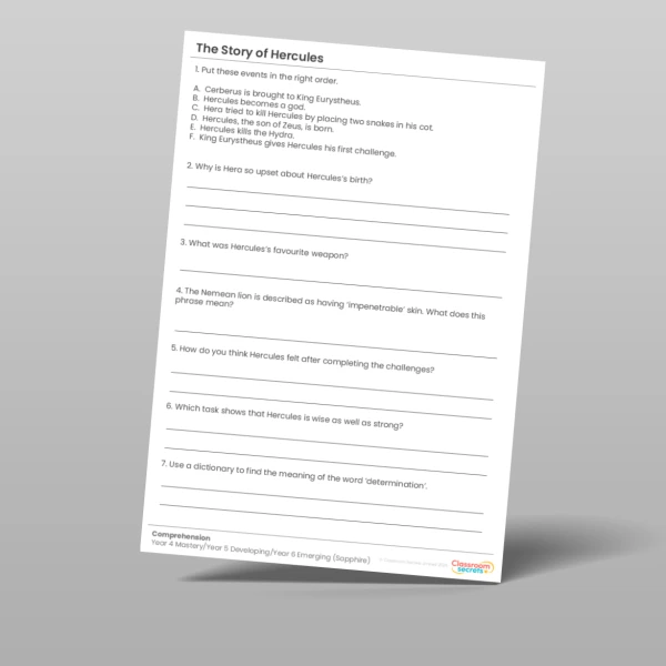 An image of the The Story Of Hercules Sapphire Guided Reading Pack Resource