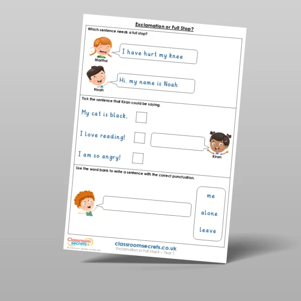 An image of the Exclamation or Full Stop? Mixed Activity Resource