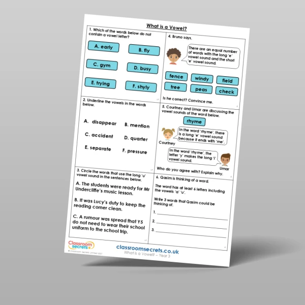 An image of the What is a Vowel? Mixed Activity Resource