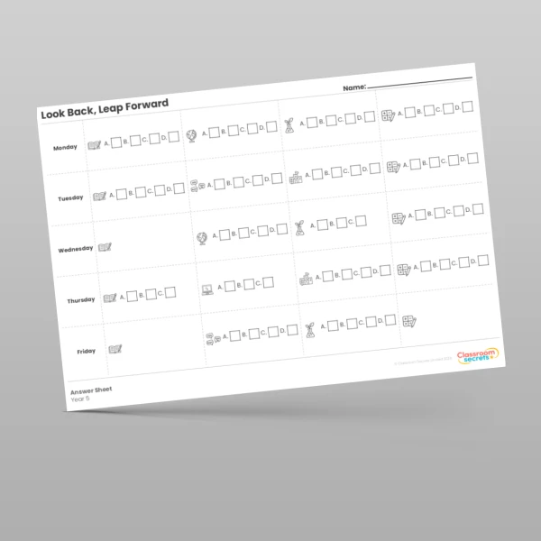 An image of the Look Back, Leap Forward Answer Sheet Resource
