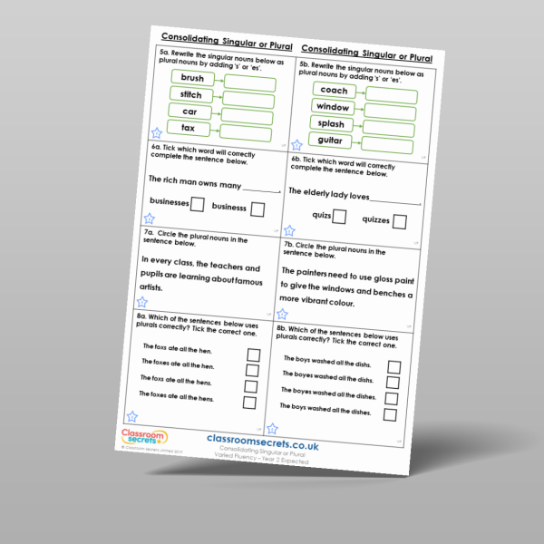 Year 2 Consolidating Singular Or Plural Varied Fluency Resource ...