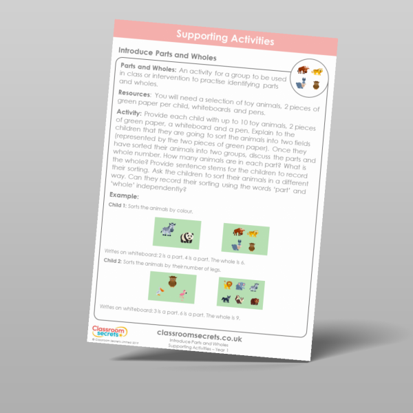 Year 1 Introduce Parts And Wholes Supporting Activity Resource ...