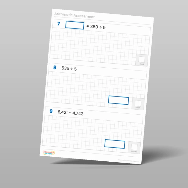 An image of the Arithmetic Assessment 2022 Pack 1 Resource