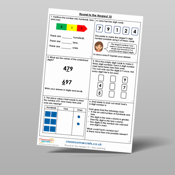 Year 4 Round To The Nearest 10 Prior Learning Resource | Classroom Secrets