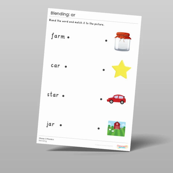 An image of the Phonics Blending Activities: ar Resource