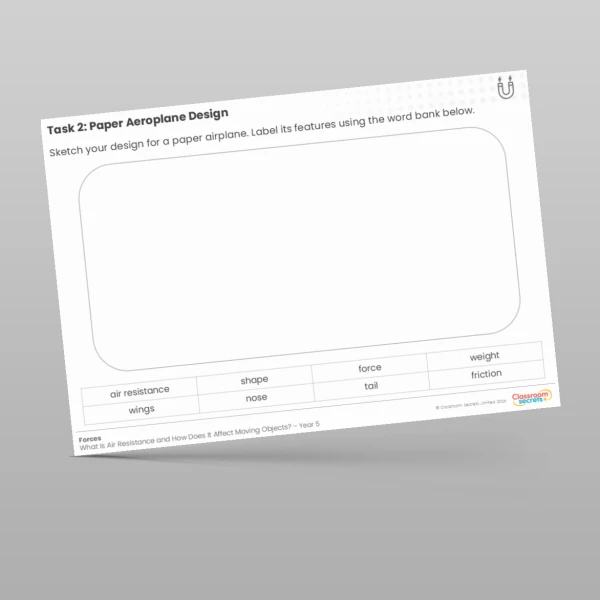 An image of the Paper Aeroplane Design Worksheet Resource