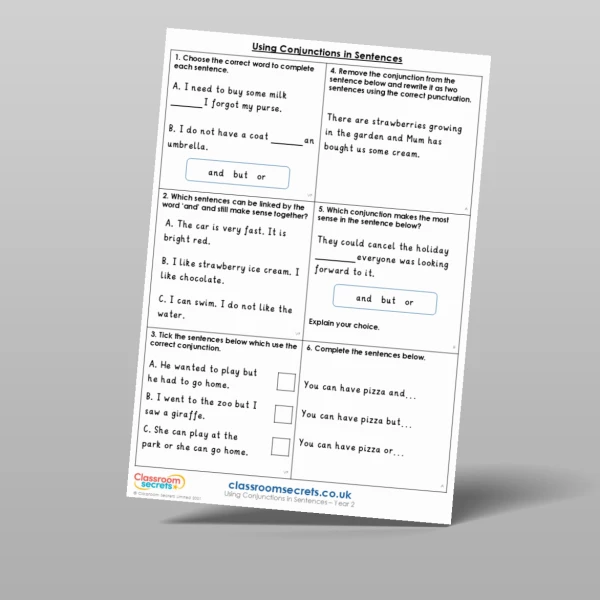 An image of the Using Conjunctions in Sentences Mixed Activity Resource
