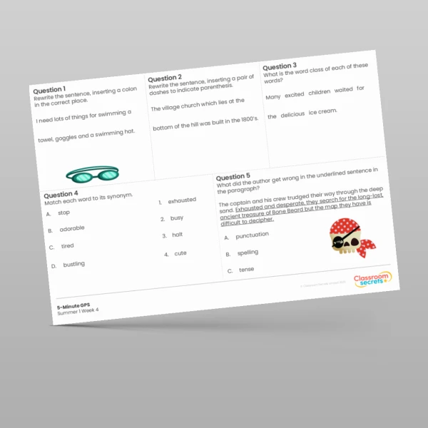 An image of the 5-Minute GPS Summer 1 Week 4 Resource