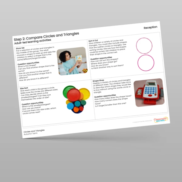 An image of the WR Maths Aligned Planning Step 1 Compare Circles and Triangles Resource