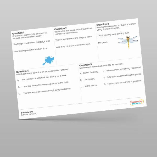An image of the 5-Minute GPS Summer 1 Week 6 Resource