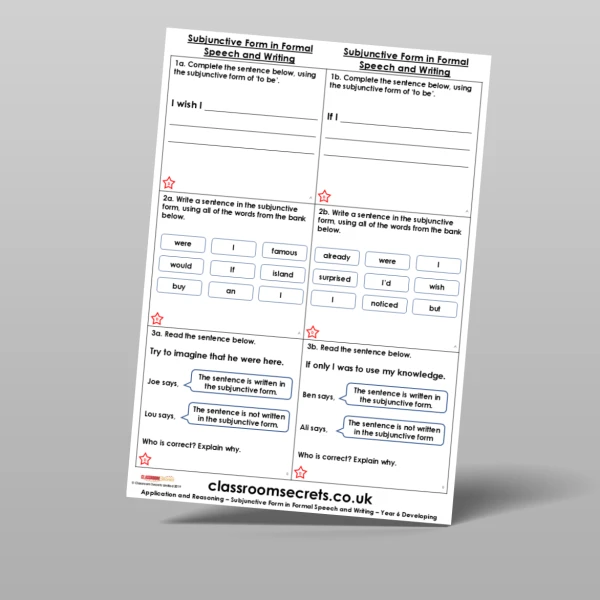 An image of the Subjunctive Form in Formal Speech and Writing Application and Reasoning Resource