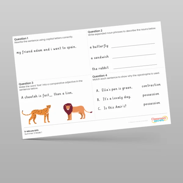 An image of the 5-Minute GPS Summer 2 Week 1 Resource