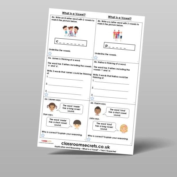 An image of the What is a Vowel? Application and Reasoning Resource